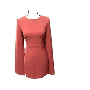 Anthropologie DO+BE dress bell slit long sleeve Size S Coral Orange New - N